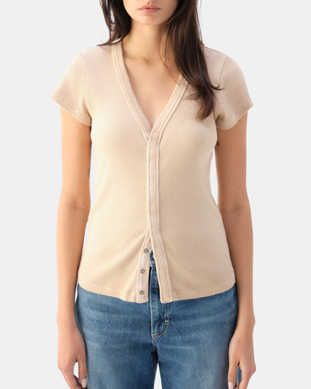 AMOUR RIB TEE IN CAMEL