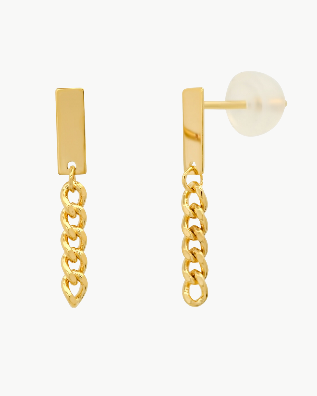 CURB CHAIN LINEAR EARRINGS IN GOLD