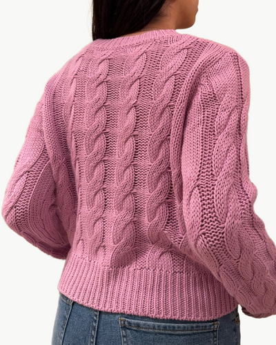 SYDNEY CABLE KNIT SWEATER IN ORCHID