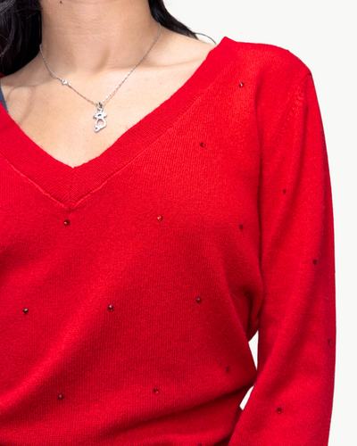 BE MINE DISCO KNIT SWEATER IN ROUGE