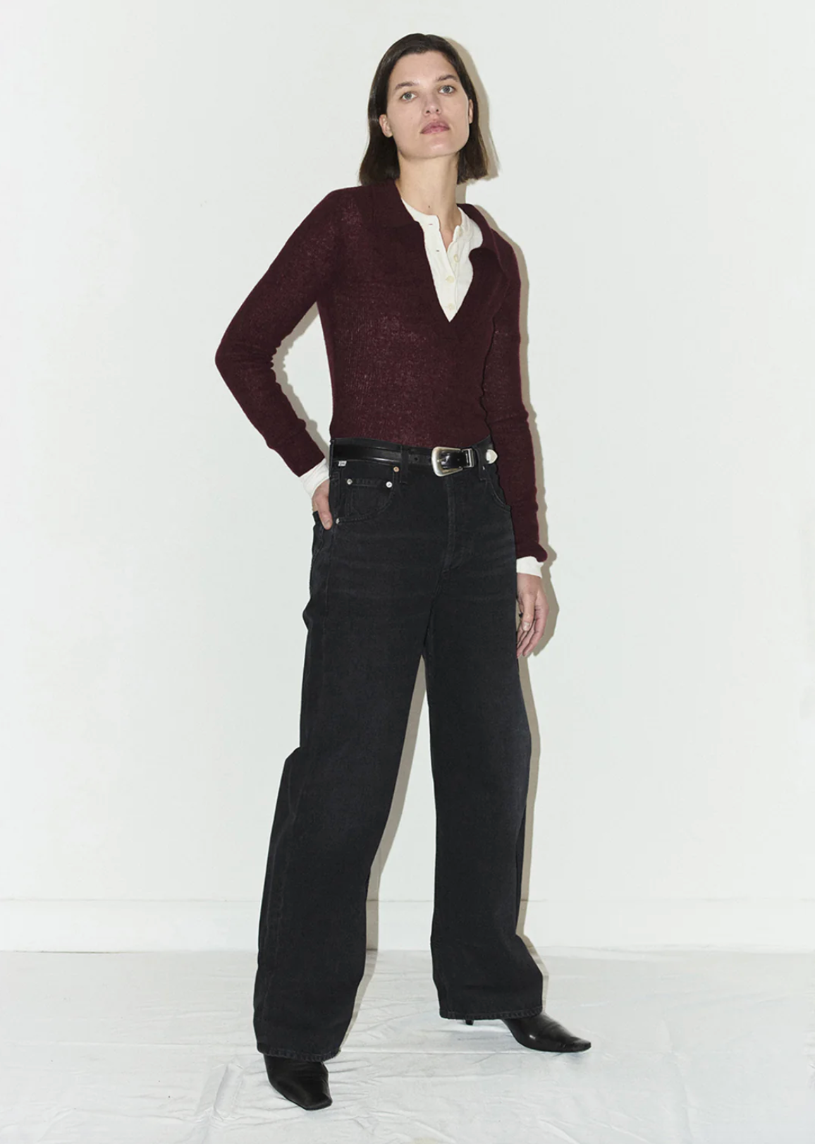 SIMONE POLO SWEATER IN BURGUNDY