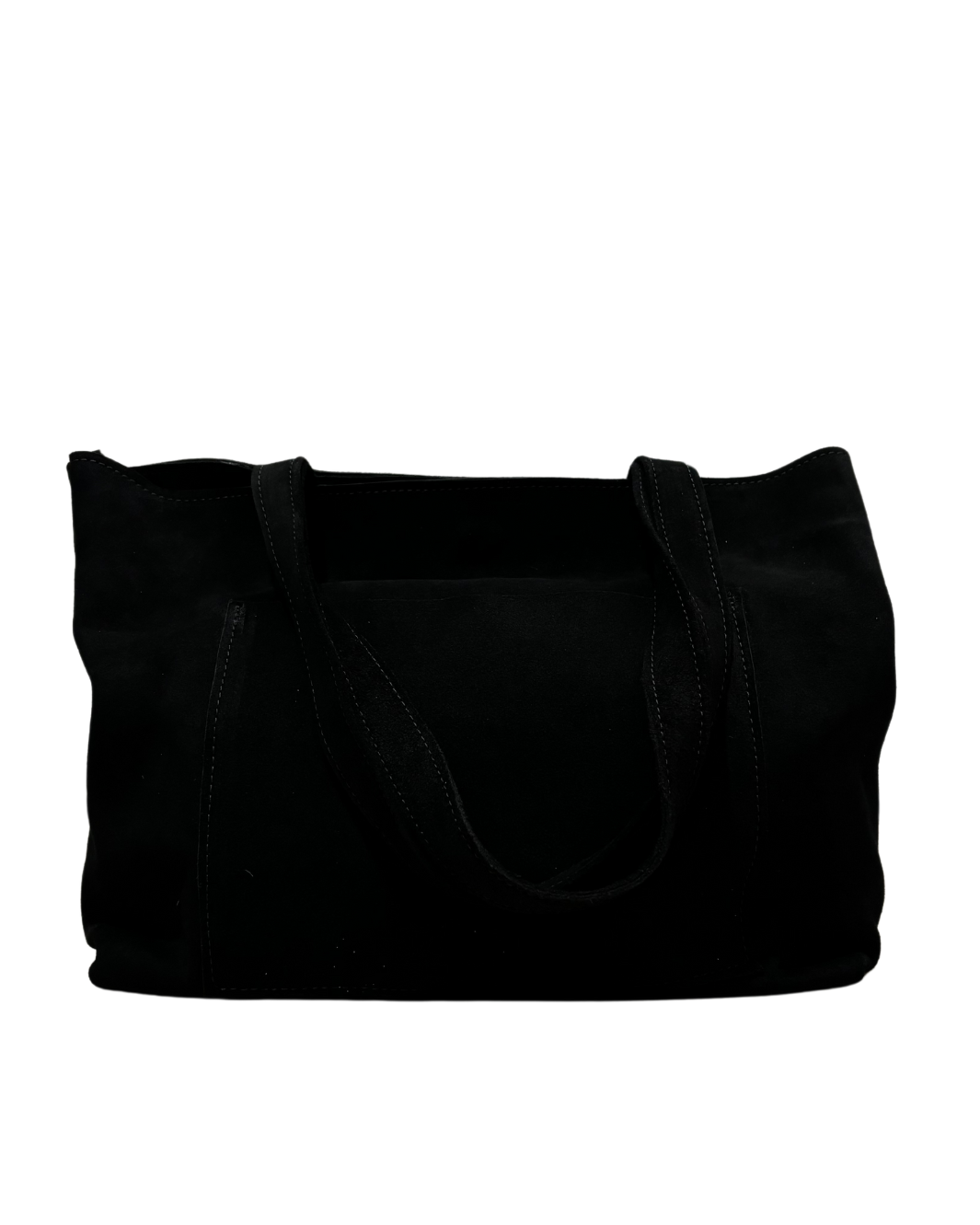 IZZI SNAKE TOTE IN BLACK SUEDE/SILVER