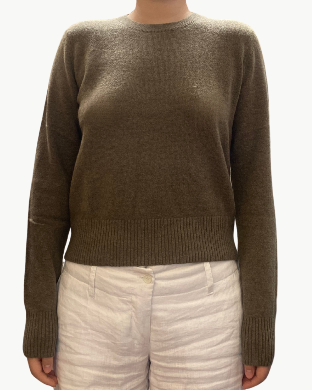 CASHMERE SHRUNKEN CREWNECK IN LODEN