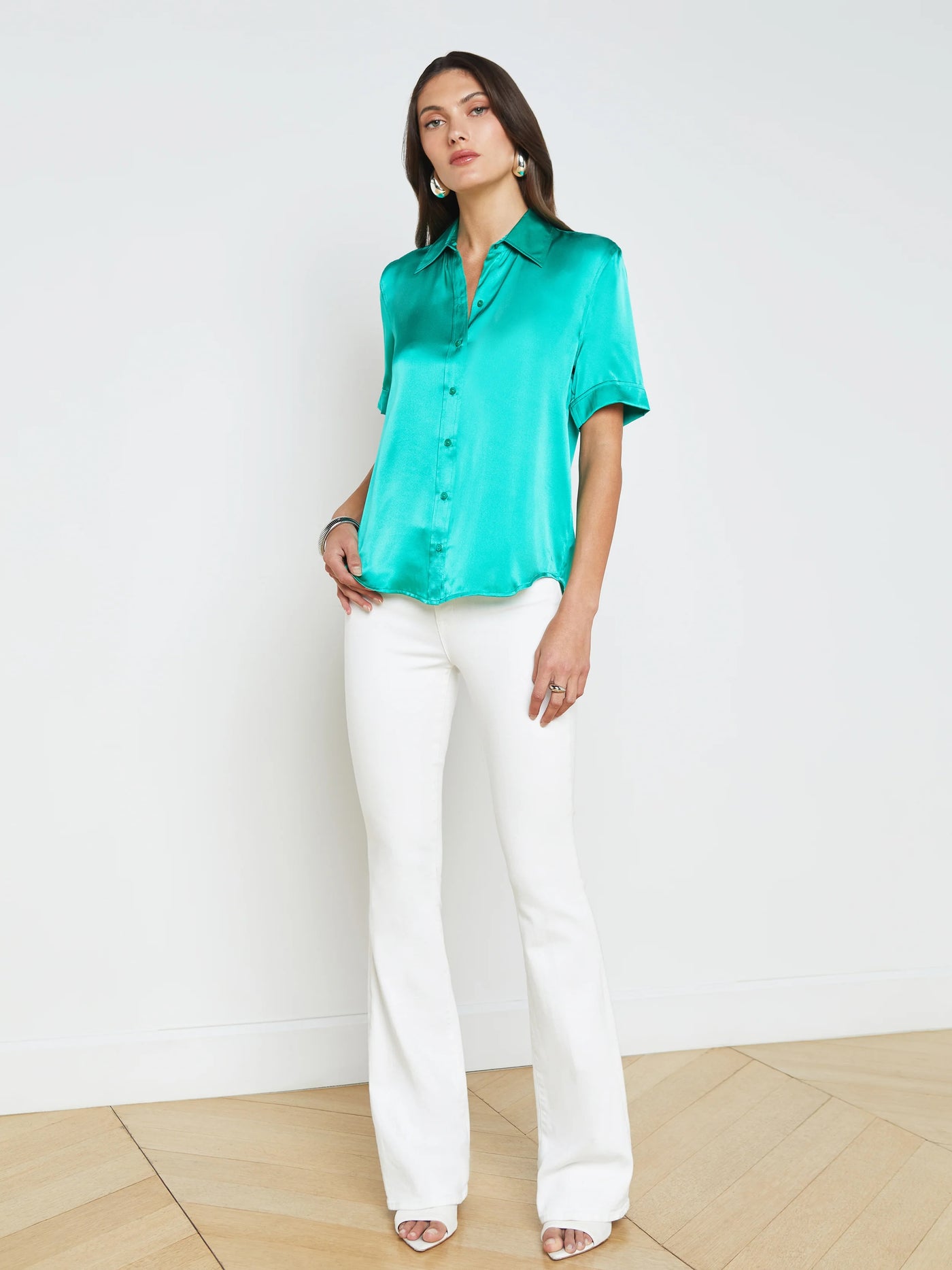 ELLAH SILK BLOUSE IN BRIGHT SEAFOAM