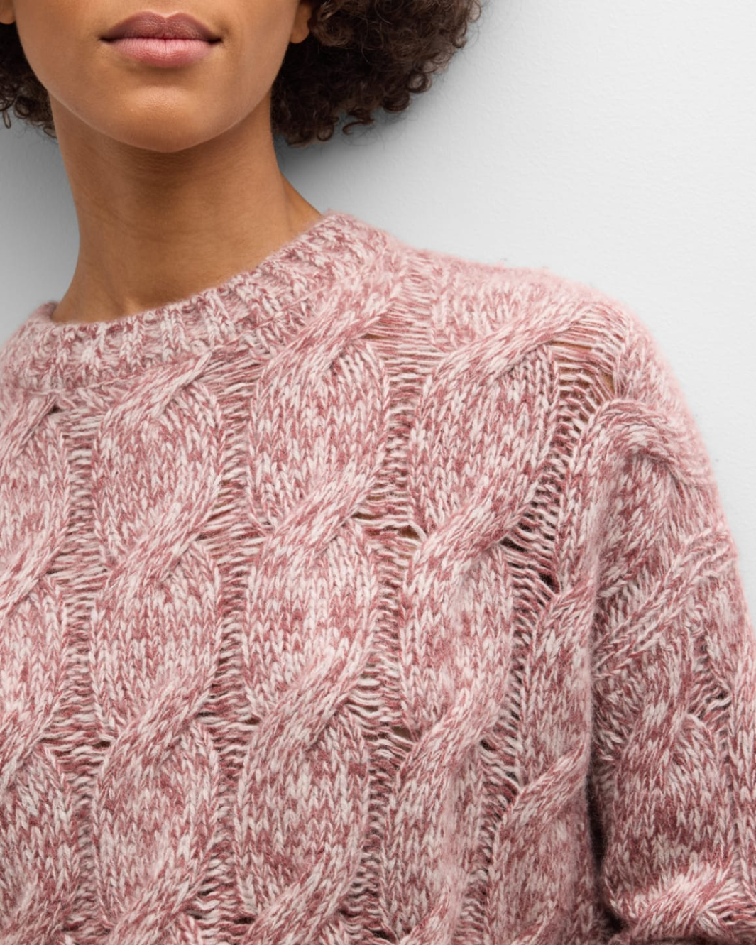 TRISTAN M MARLED CREWNECK PULLOVER IN MARLED CIMARRON