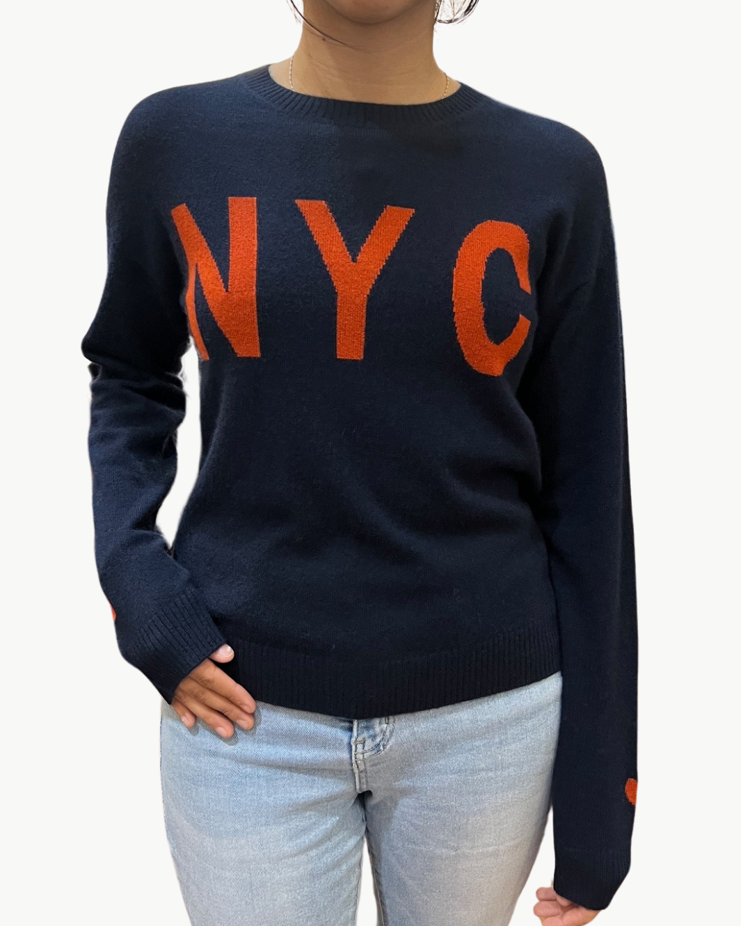 YARA CREWNECK IN NAVY/MAPLE RED