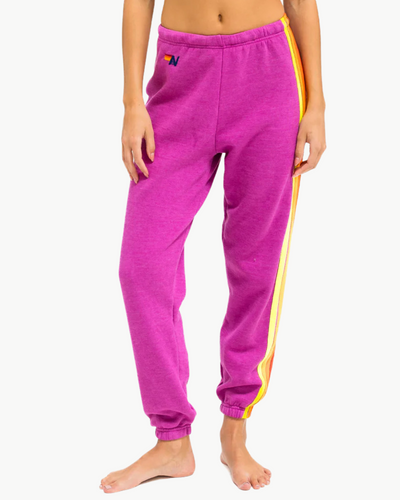 5 STRIPE WOMENS SWEATPANT IN MAGENTA/ORANGE YELLOW