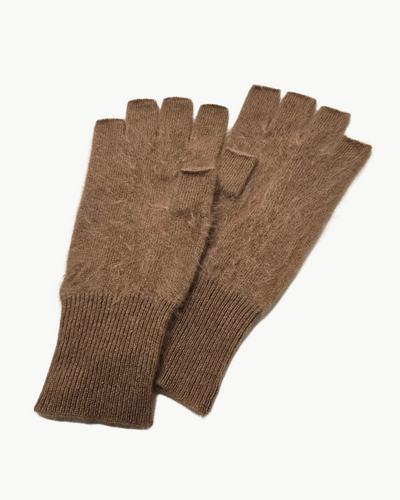 BRUSHED FINGERLESS GLOVES IN EARTH