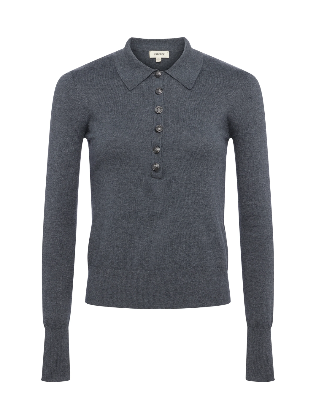 STERLING COLLARED SWEATER IN GREY/GUNMETAL