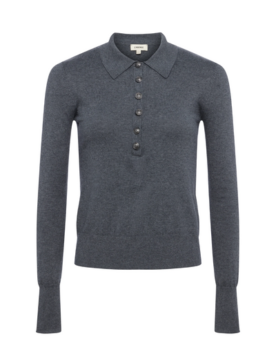 STERLING COLLARED SWEATER IN GREY/GUNMETAL